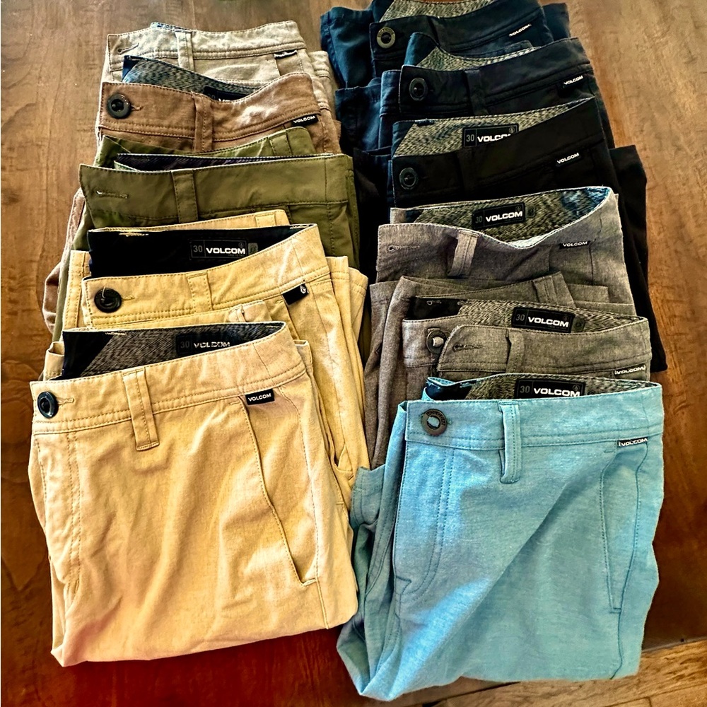 Eleven (11) Volcom Modern Stretch Shorts - size 30 - Variable Colors